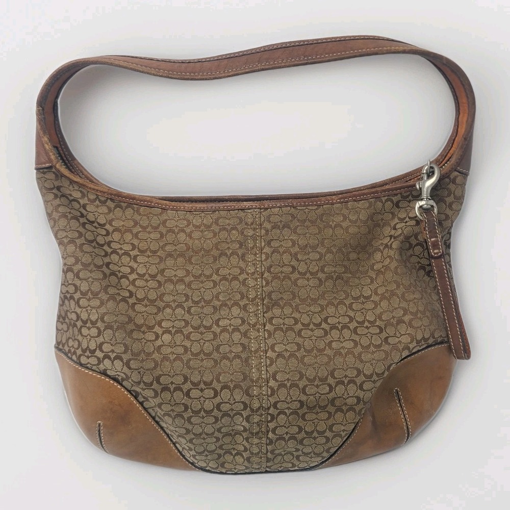 Vintage Coach Hampton Signature C Jacquard Hobo Bag Brown Tan A3K-6617 Y2K